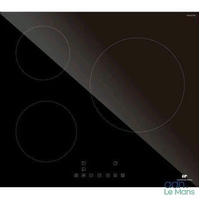 a close up of a black stove top with three burners