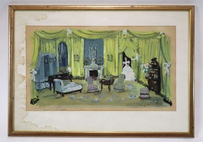 a picture of a painting of a woman in a living room