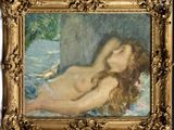 an image of a painting of a woman laying down on a bed