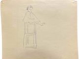 dessin représentant une femme assise sur un tabouret, une tasse de café à la main