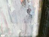a painting of a woman with an umbrella in the rain