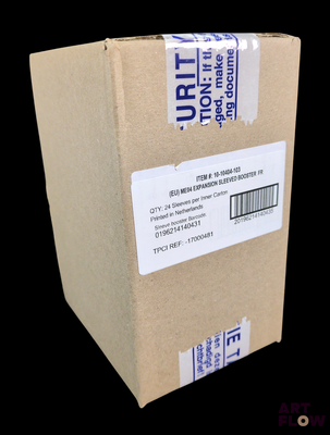 a cardboard box with a sticker on the side of it
