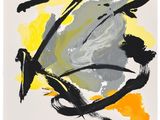 an image of a painting with yellow and black paint on a white background