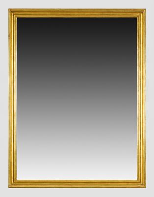 a gold framed mirror with a black background