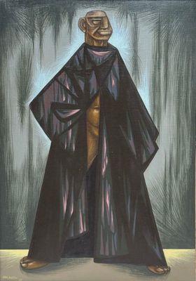 une image représentant un tableau d'un homme vêtu d'une robe noire