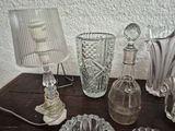 a table with a lot of glass items on it