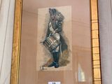painting of a soldier with a drum in a gold frame