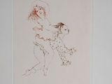 drawing of a woman holding a child in her arms