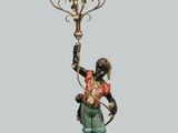 une image représentant une figurine d'un homme tenant un candélabre