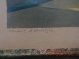 an image of a painting of a blue shoe on a table