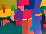 un tableau représentant un homme et une femme debout côte à côte