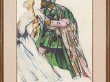 une image représentant un tableau où figurent un homme et une femme vêtus de costumes médiévaux