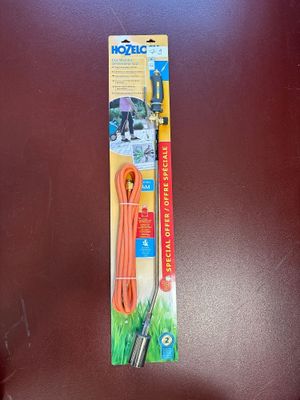a picture of an orange cord and a red handle