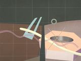 a picture of a painting of scissors and a piece of paper
