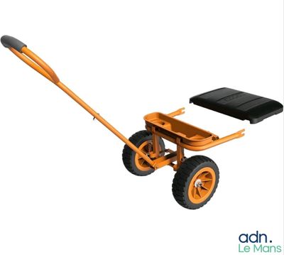 an image of a wheelbarrower with a seat on it
