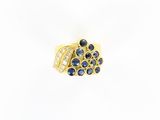 bague en or jaune avec saphirs bleus et diamants