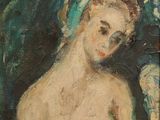 une image représentant un tableau d'une femme avec une serviette sur la tête