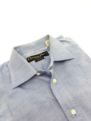 CHRISTIAN DIOR. Chemise d'été pour homme en coton bleu.