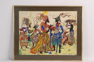 painting of a group of people dressed in traditional clothing
