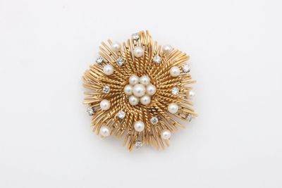 a gold and pearl broochle