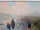 an image of a painting of a landscape with trees in the foreground