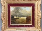 une peinture d'un paysage avec un château au loin