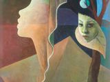 une image représentant un tableau où l'on voit une femme avec un arbre dans la tête