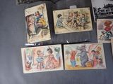 four cards of children ' s drawings on a table