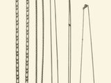a lot of different types of necklaces on a white background