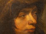 an oil painting of a man wearing a fur hat
