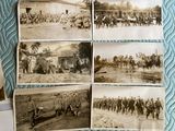 several old black and white photos of soldiers and horses in a field