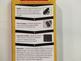 packaging of a yellow box with instructions on it on a white surface
