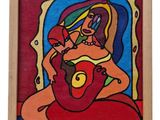 une image représentant un tableau d'une femme avec une guitare