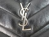 saint laurent monograme leather wallet bag with silver ysl logo
