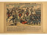 une ancienne gravure représentant la bataille entre les forces britanniques et françaises