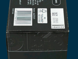 a close up of a black box with a label on it