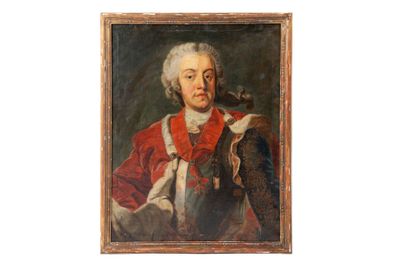 portrait of a gentleman in a red coat with a pipe in his hand