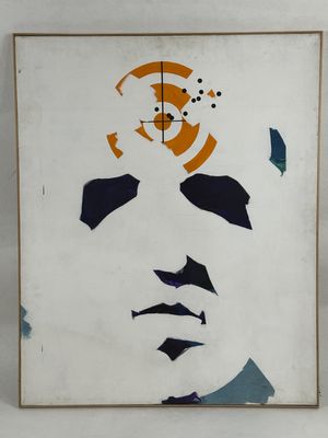 an image of a painting of a woman with a cat on her head
