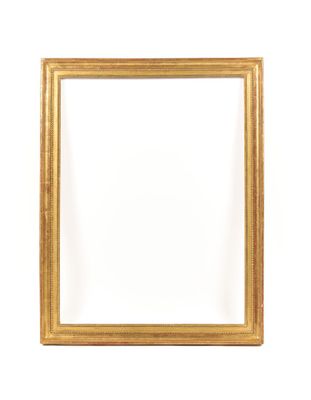a gold frame on a white wall with a white background