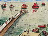 de nombreux bateaux amarrés près d'une jetée