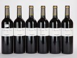 six bouteilles de vin alignées sur une surface blanche
