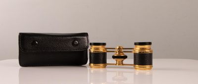 Paire de jumelles de théâtre en laiton partiellement garni d…