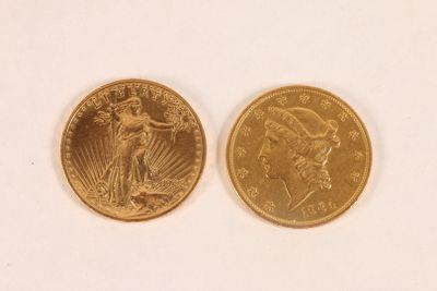 PAS D'ENCHERES LIVE - FRAIS 5% HT. Deux pièces de 20 Dollars or compre