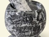 marble mortar and pestle set on a white background