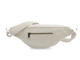 the fanny bag is white and has a zipper on the front