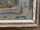 a picture of a painting of a man walking down the street