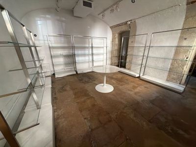 une photo d'une pièce comportant de nombreuses étagères en verre