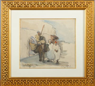 une image représentant un tableau où l'on voit un homme à cheval en compagnie d'une femme