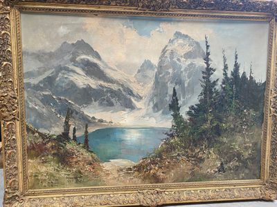 Hans Grabner Wien Lac de montagne Huile sur toile signée en …