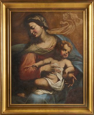 a painting of a woman holding a child in her arms
